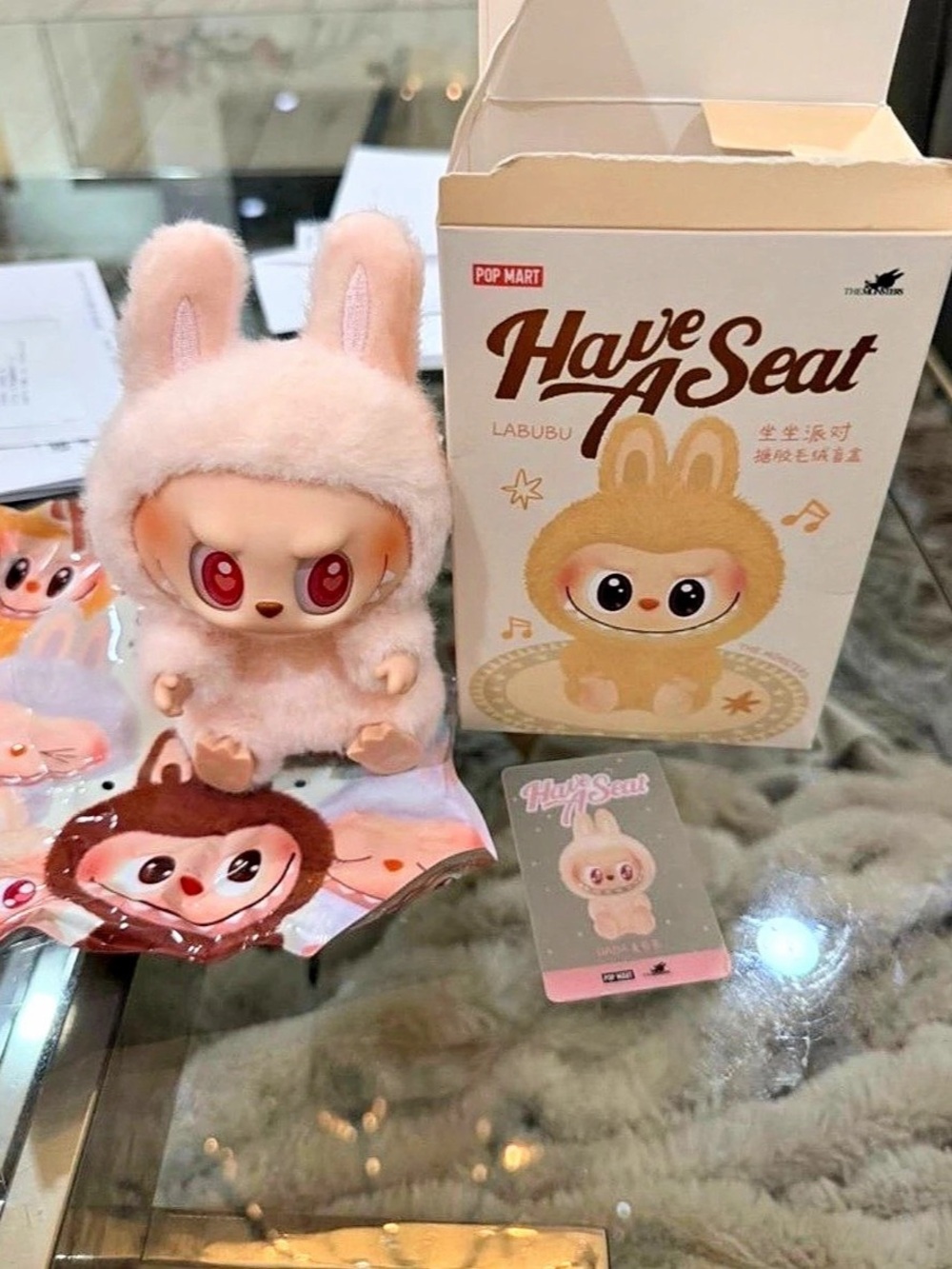 POP MART Have A Seat LABUBU Pink Plush Figure